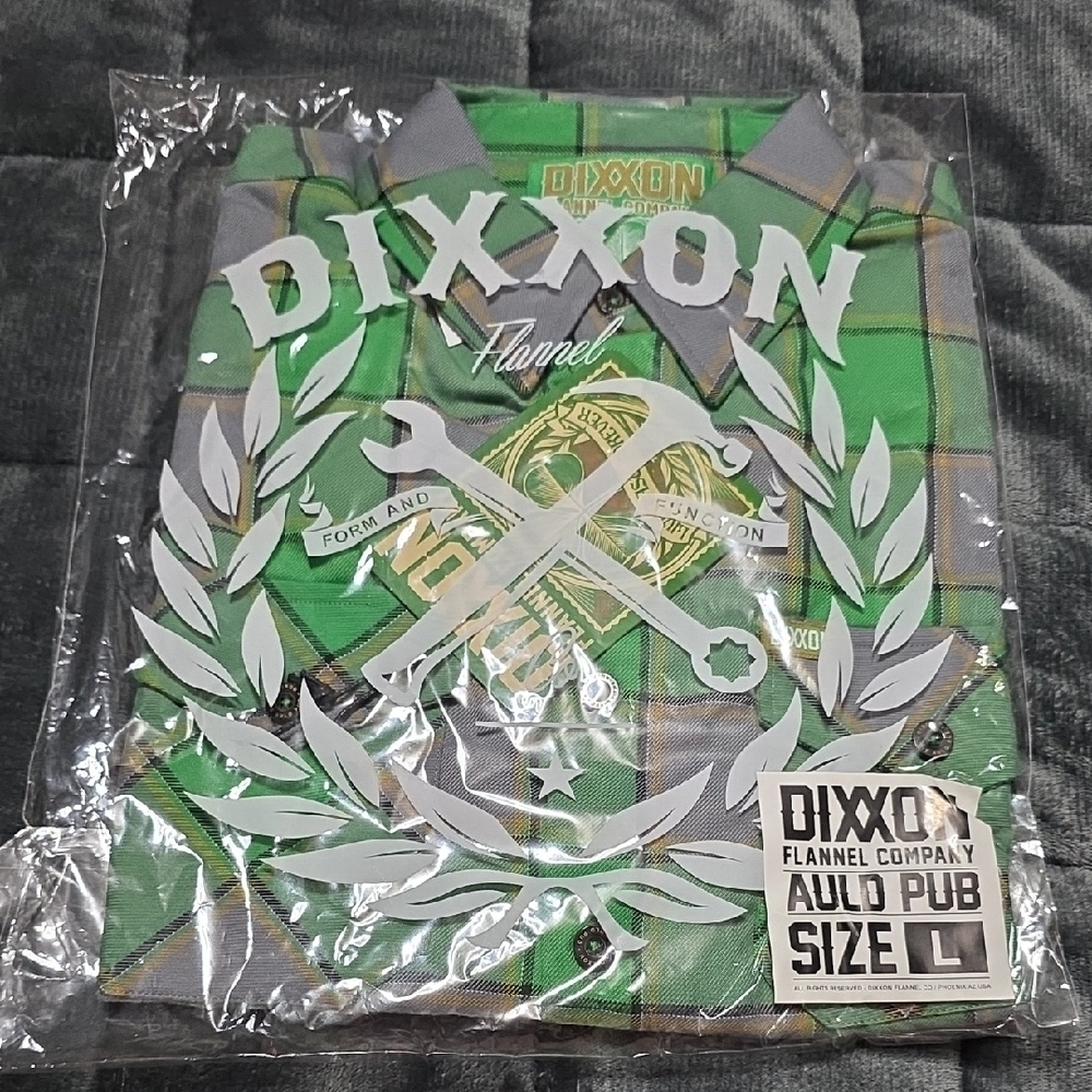 DIXXON Green and Gray Plaid Flannel Shirt